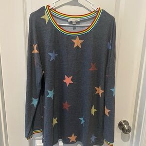 Women's Multicolor Star Long Sleeve Top size XL